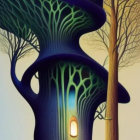 Surreal illustration of intricate tree with fantastical design