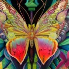 Colorful Butterfly Image with Detailed Wings and Surrounding Flora