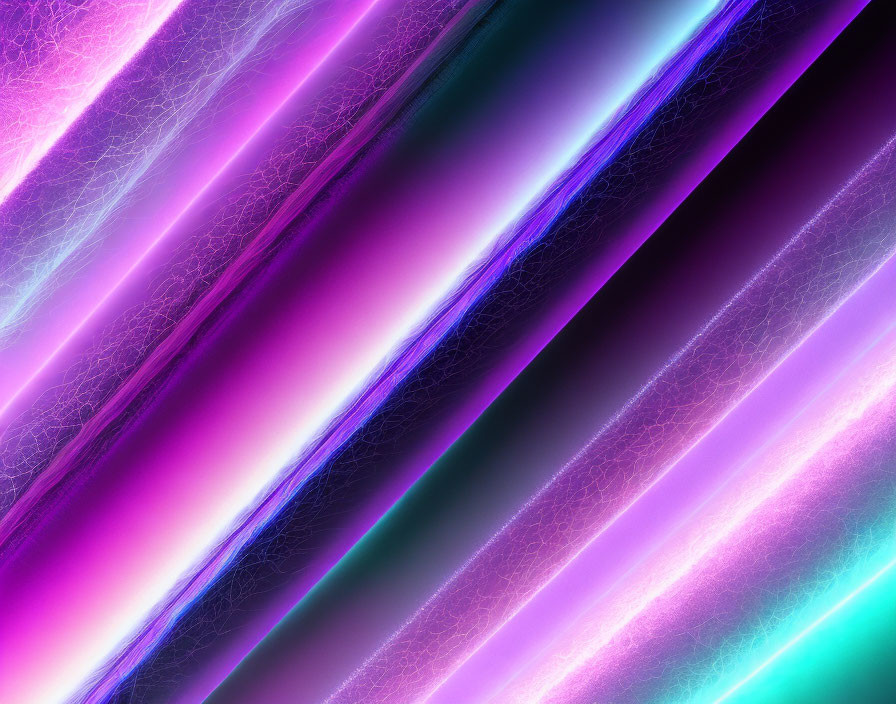 Vibrant purple, pink, and cyan diagonal bands on textured dark background