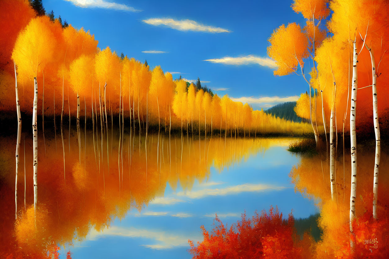 Tranquil Autumn Landscape with Reflecting Lake