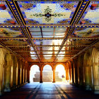 Grand Hallway with Arched Ceiling and Stained Glass Palette