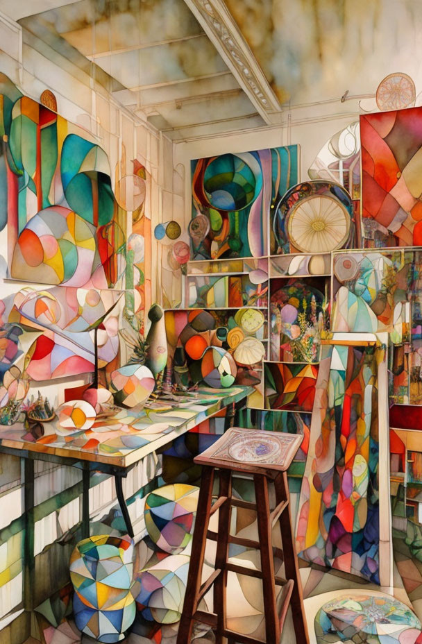 Colorful Abstract Paintings and Patterns on Canvases, Panels, and Easels