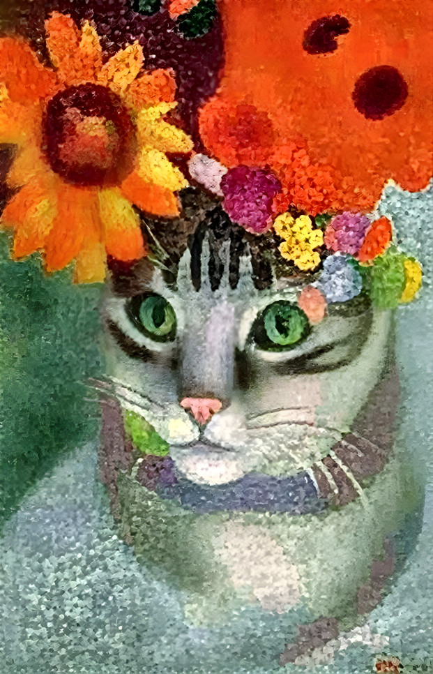 Cat with pointillism