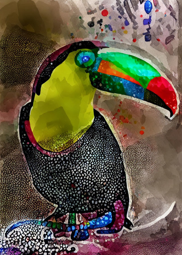 Vibrant toucan art with colorful beak and feathers