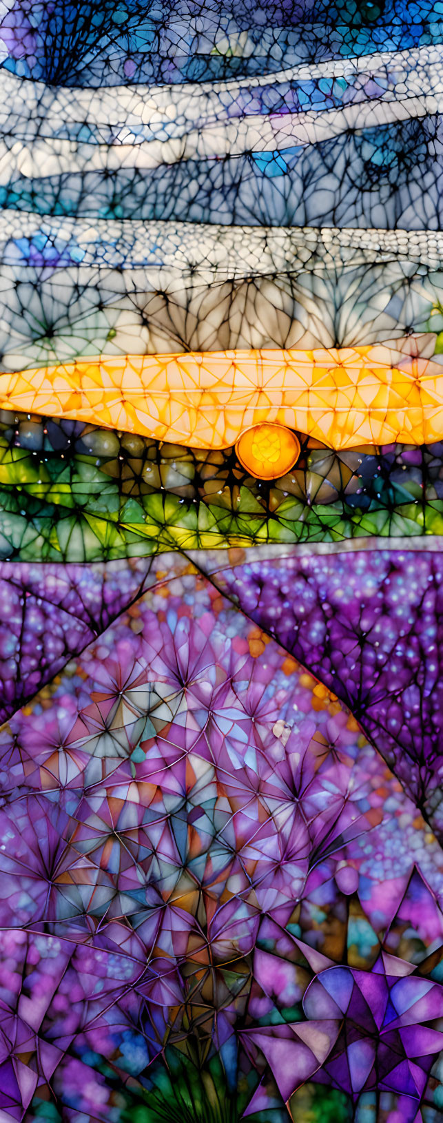 Colorful Abstract Stained Glass Window with Intricate Patterns