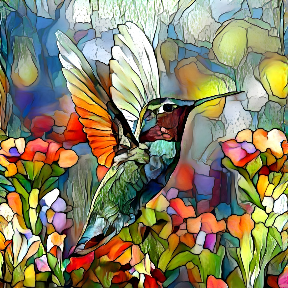 Hummingbird Stained Glass 