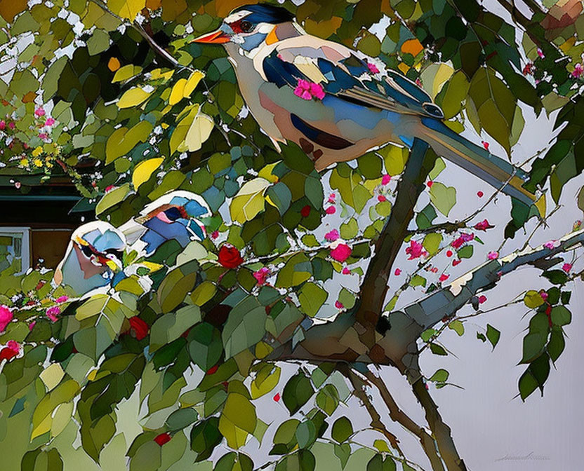 Vibrant Birds in Lush Nature Setting