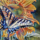 Colorful Butterfly Painting with Floral and Abstract Designs