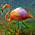 Colorful Flamingo Artwork with Abstract Background