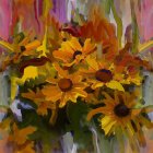 Colorful Impressionistic Painting of Wildflower Bouquet