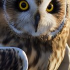 Vibrant watercolor owl painting with expressive eyes in earthy tones