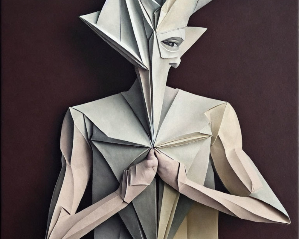 Geometric Human Figure Artwork with Origami-Inspired Design