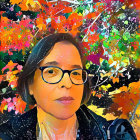 Abstract Woman with Glasses Surrounded by Colorful Circles