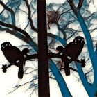 Birds on Power Line Under Moonlit Sky
