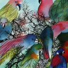 Colorful Bird and Floral Artwork Showcase