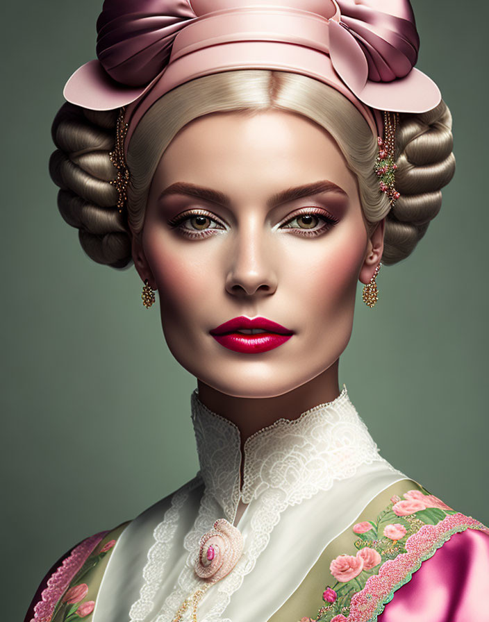 Elaborately Styled Hair Woman in Vintage Clothing