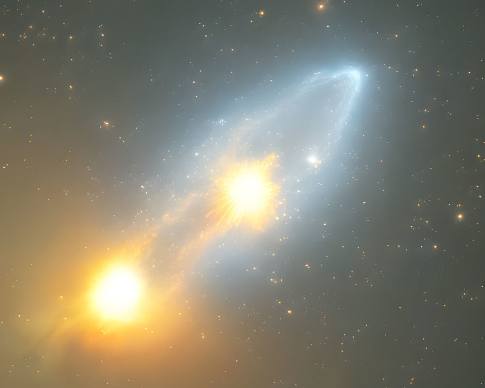 Bright Comet with Glowing Nucleus and Elongated Tail in Starry Sky