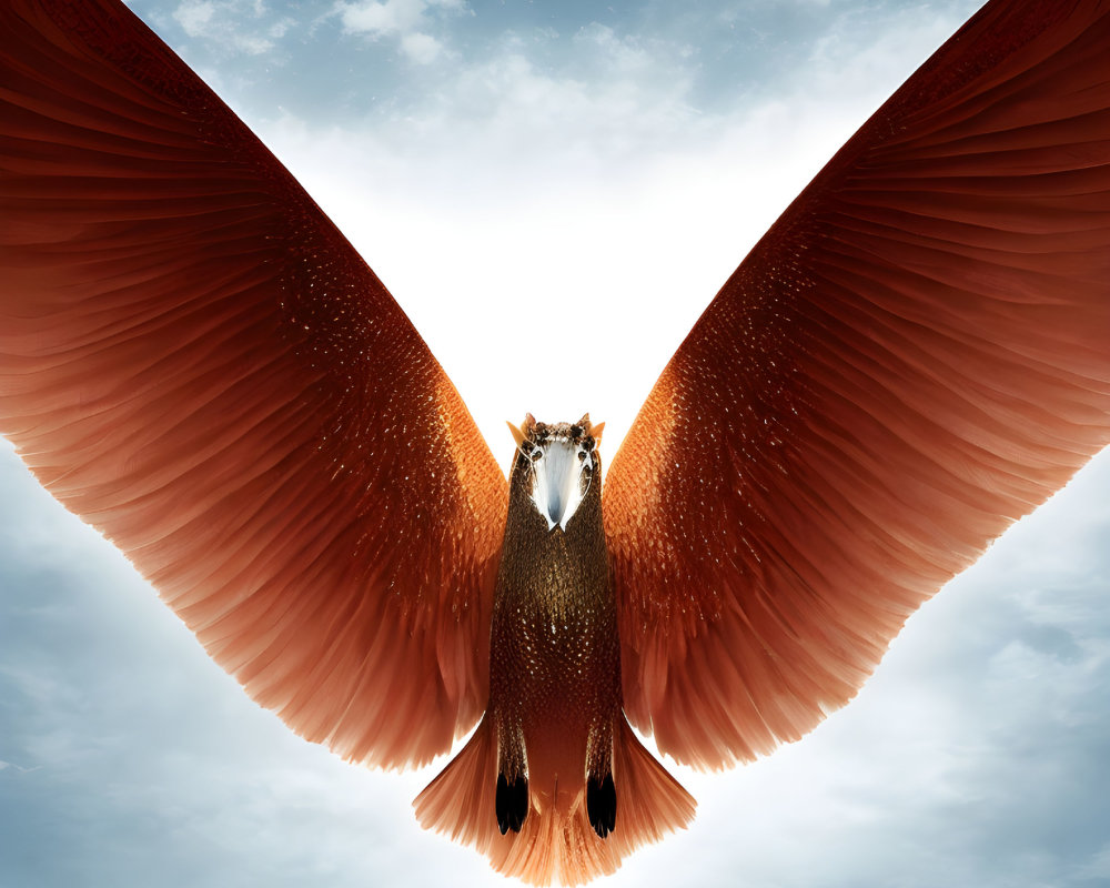 Majestic horse-like creature with fiery wings flying in the sky