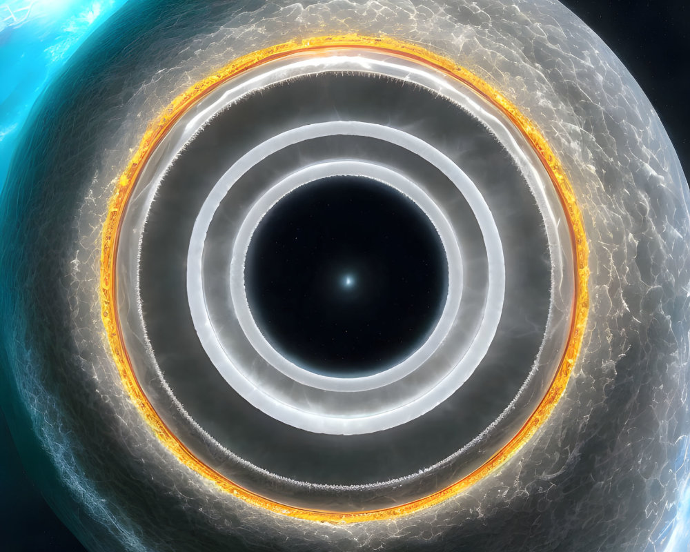 Massive space station with glowing rings orbiting a planet in futuristic artwork