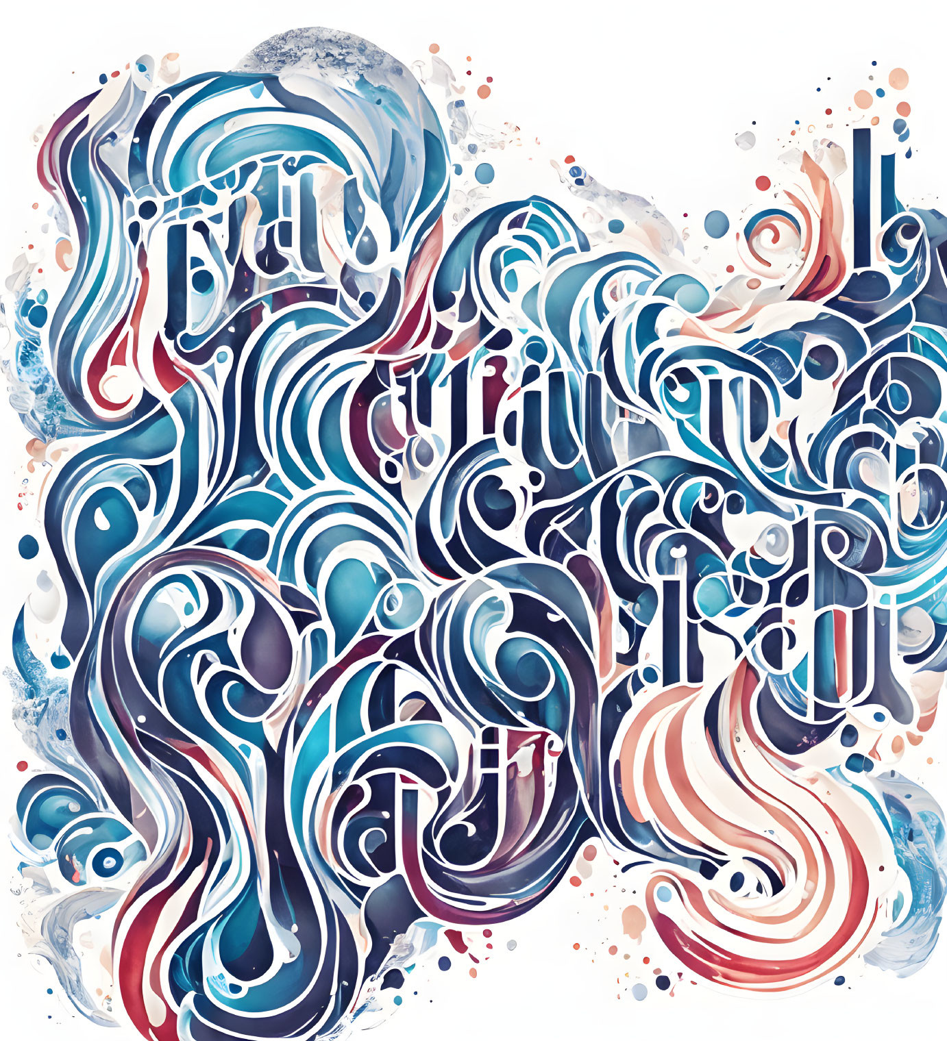 Vibrant abstract art: swirling patterns in blues, reds, and whites