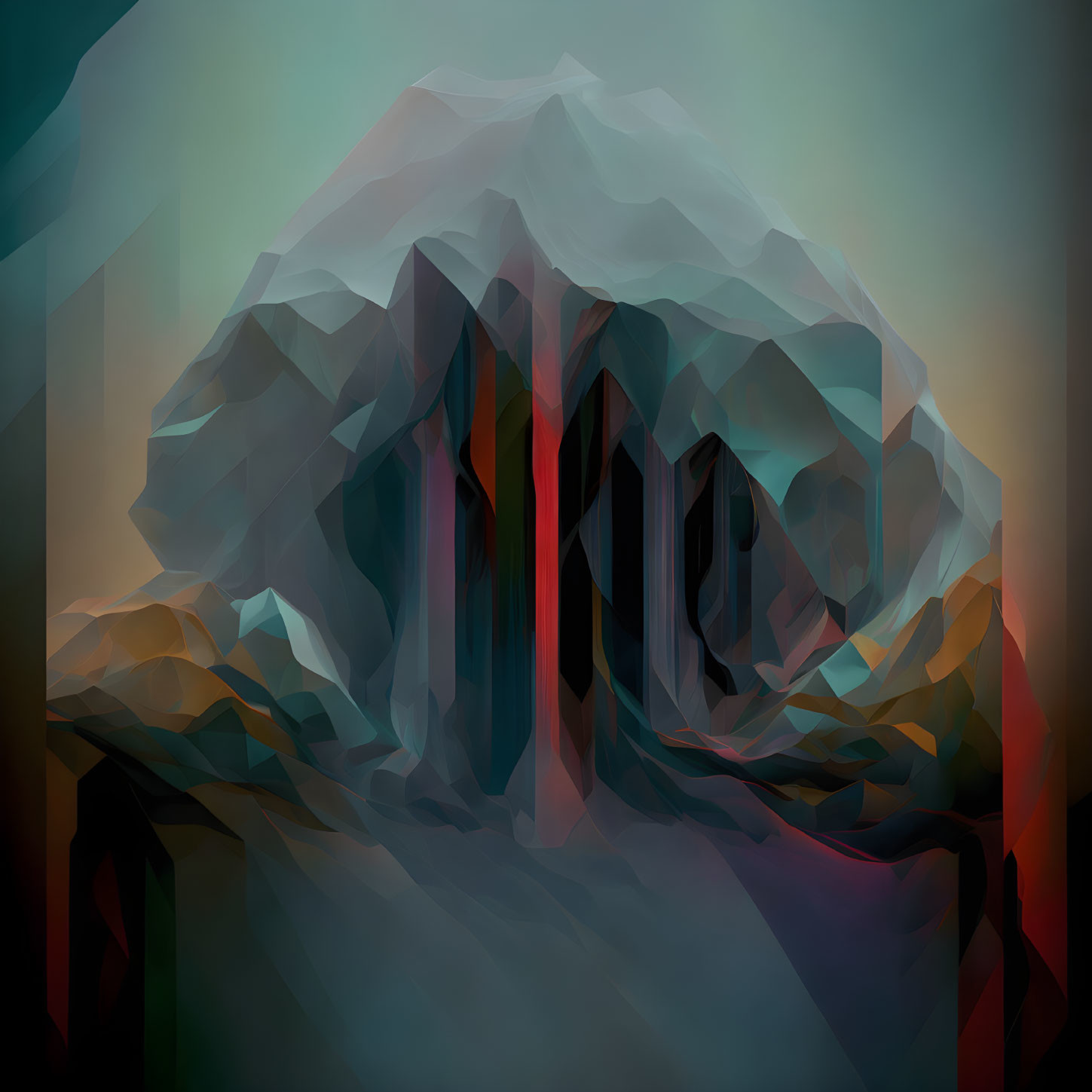 Geometric Polygonal Mountain Landscape Artwork