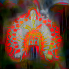 Colorful Abstract Art: Two People in Cowboy Hats & Geometric Shirts