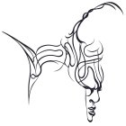 Abstract line art of woman's profile with flowing hair.