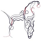 Abstract Female Face Line Art with Flowing Hair and Swirls