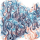 Vibrant abstract art: swirling patterns in blues, reds, and whites