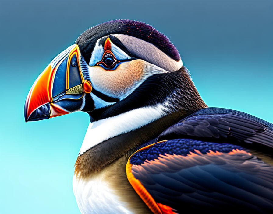 Detailed Atlantic Puffin Illustration with Vibrant Colors