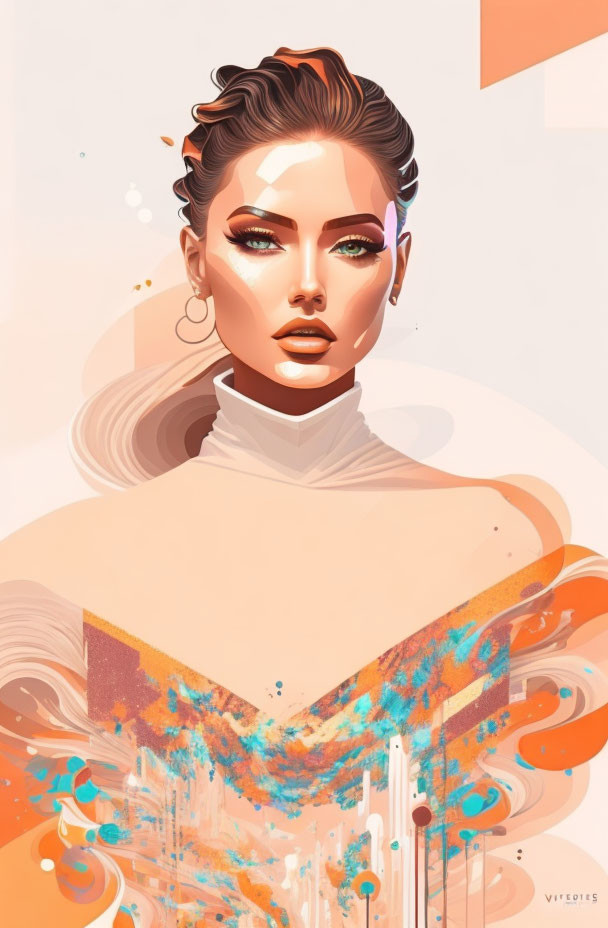 Colorful Abstract Fashion Portrait of a Stylish Woman