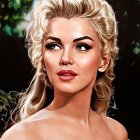 Illustration of Blonde Woman in White Clothing on Dark Background