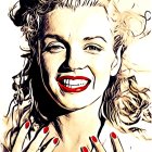 Blonde woman with red lipstick in Pop Art style