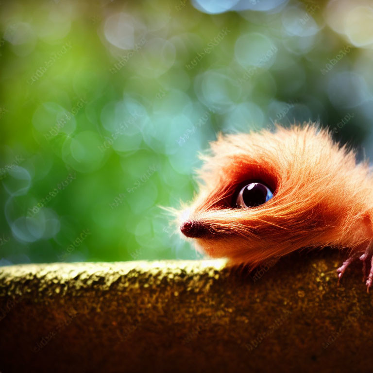 Orange Furry Creature with Large Dark Eye on Green Background