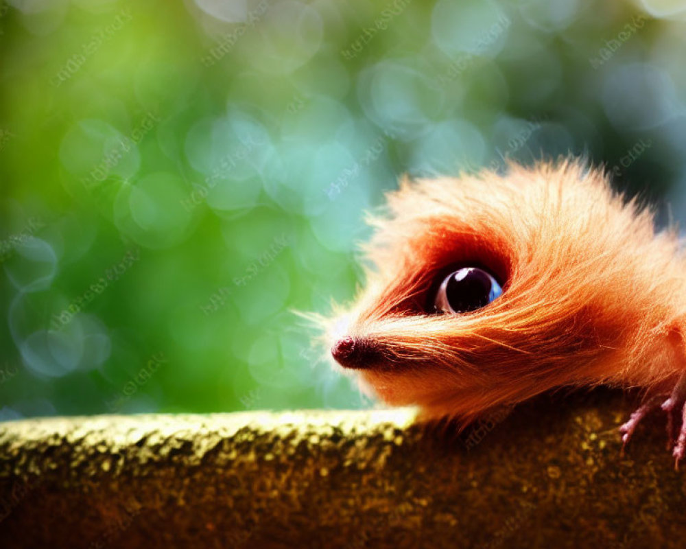 Orange Furry Creature with Large Dark Eye on Green Background