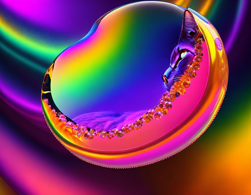 Cat-rainbow bubble 