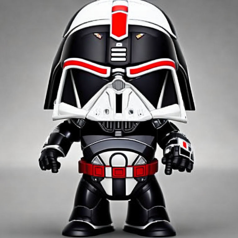 Cartoonish stylized toy figure of a Stormtrooper with oversized helmet