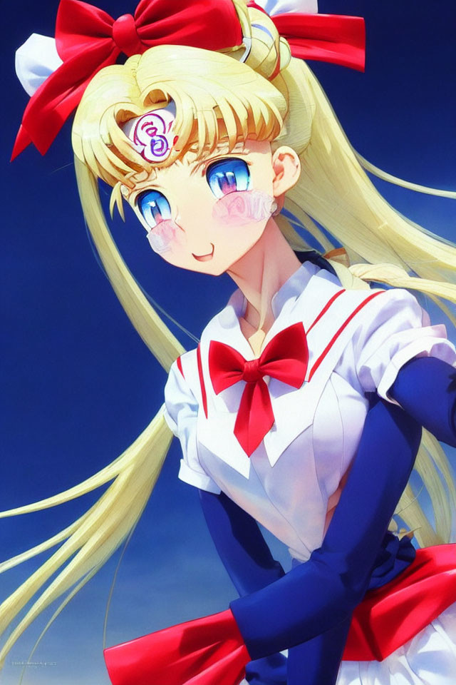 Blonde anime girl in sailor uniform with tiara