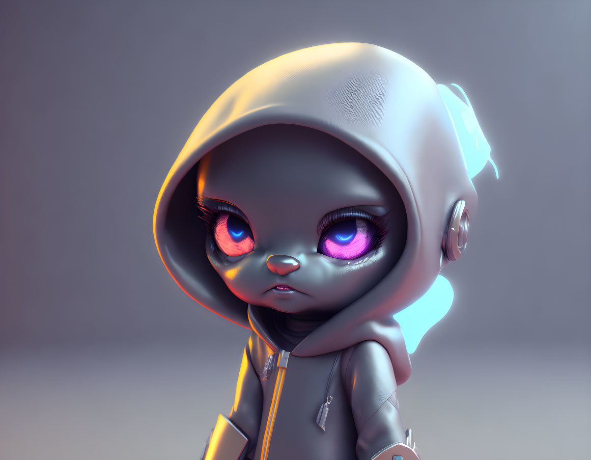 Stylized character in hoodie with expressive eyes