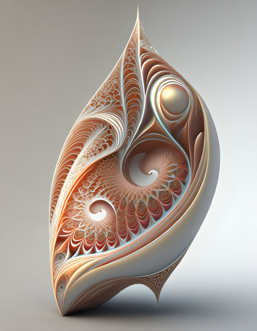 Abstract Fractal Design in Ivory, Brown, and Orange Hues