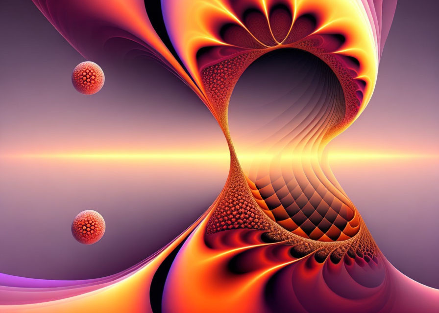 Colorful Fractal Image with Orange and Purple Abstract Shapes