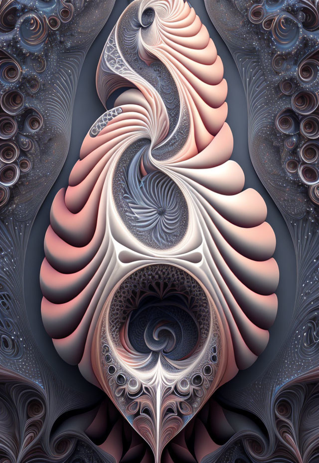 Intricate Pink and Blue Fractal Swirl Patterns