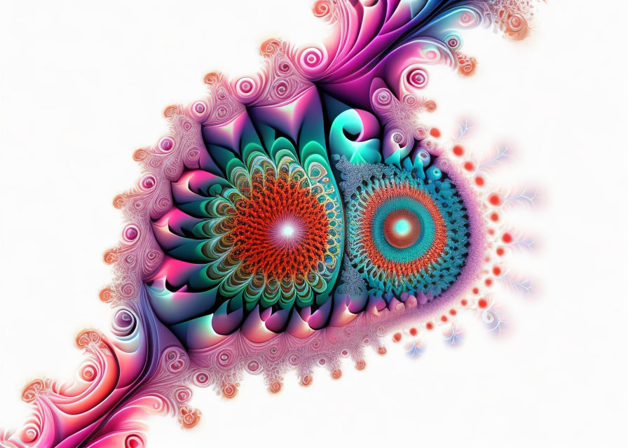 Colorful Fractal Art: Blue, Red, and Purple Swirling Patterns