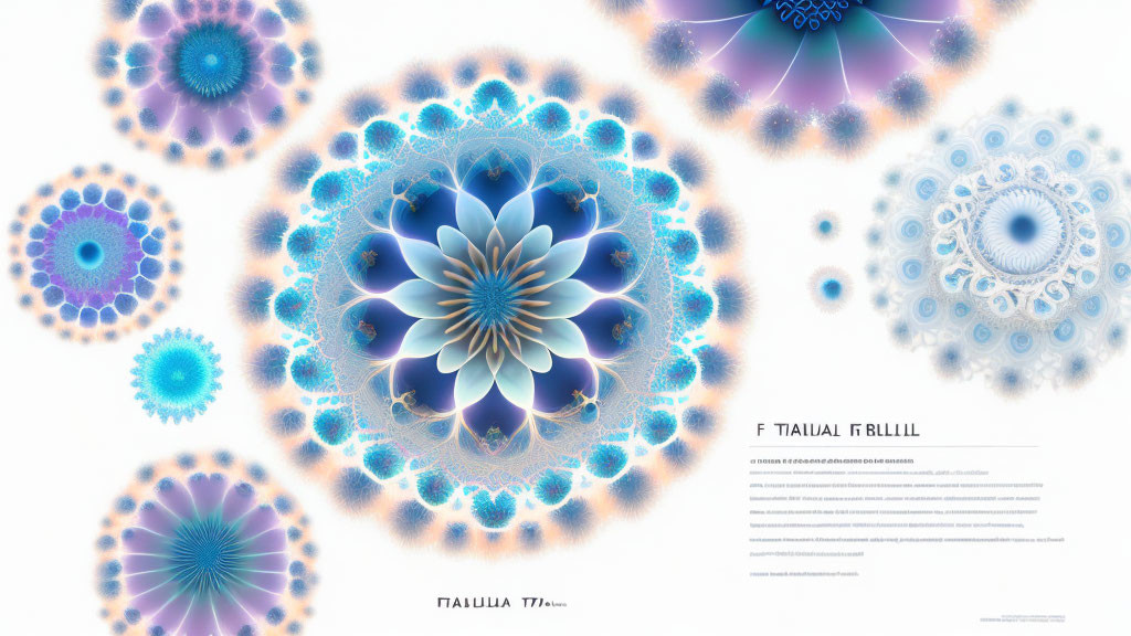 Intricate Blue and Purple Floral Fractal Art with Text Caption