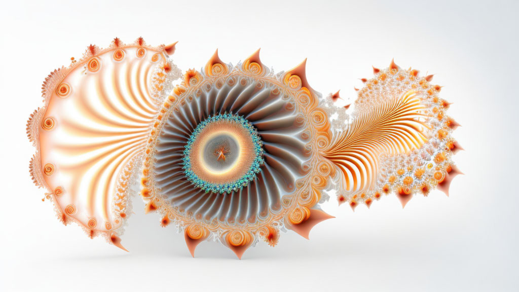 Intricate Orange and White Fractal Art Patterns