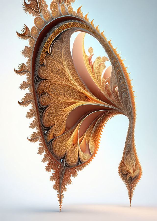 Intricate Abstract Fractal Art with Ornate Patterns in Warm Autumnal Colors