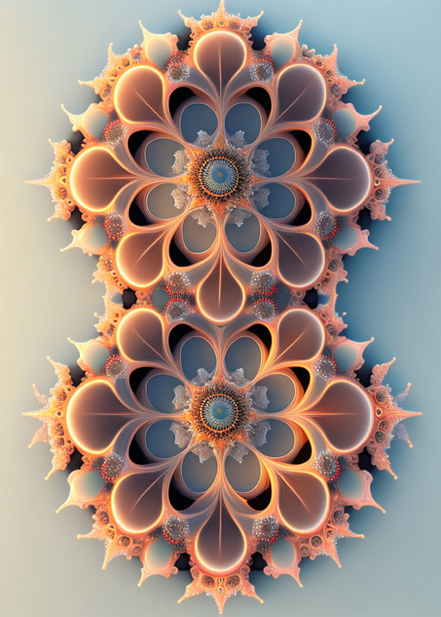 Intricate Fractal Image: Leaf and Flower Patterns in Warm Tones