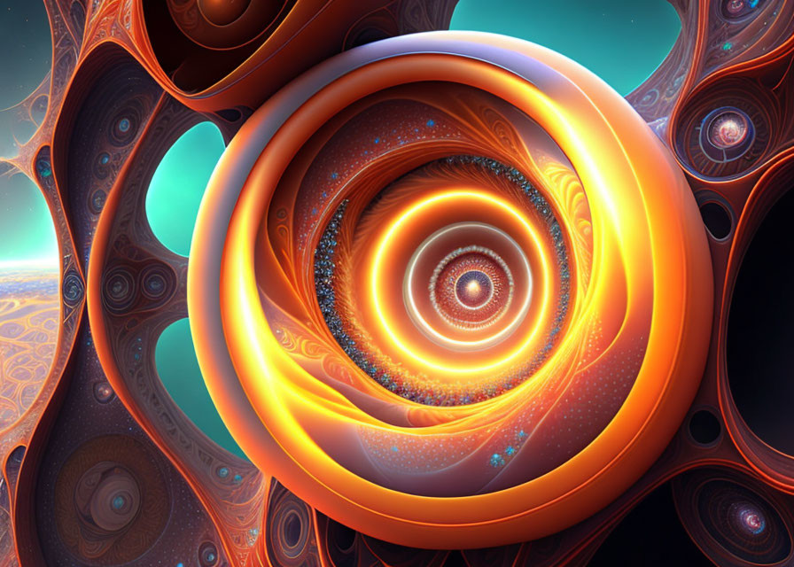 Colorful Fractal Spiral Digital Art with Depth