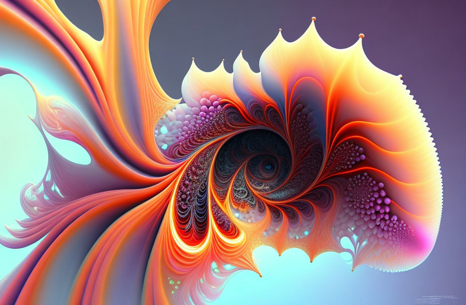 Colorful Fractal Image of Fantastical Creature with Swirling Patterns