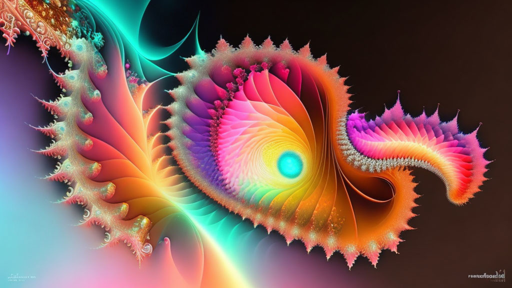 Colorful Fractal Design of Fantastical Creature with Spiral Patterns